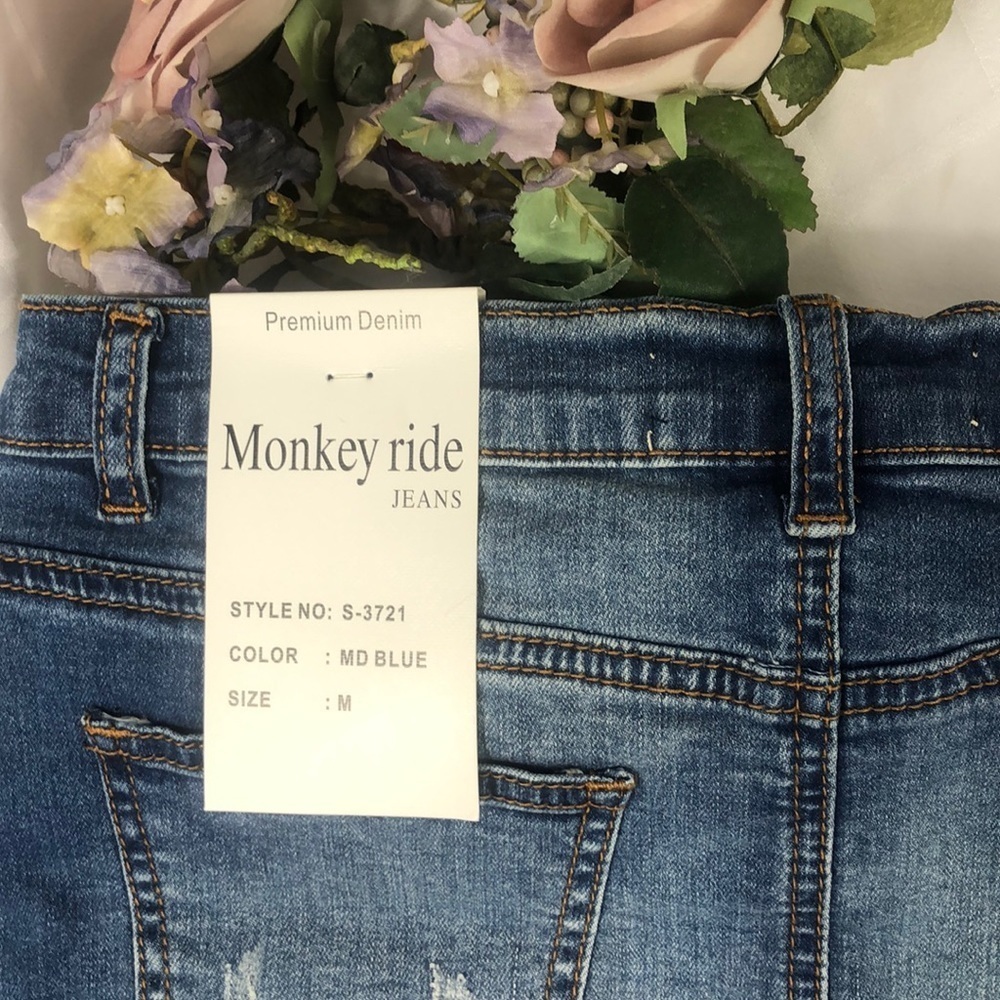 Monkey ride Denim jeans mini skirt Cut-off Blue Size Medium - Picture 3 of 6